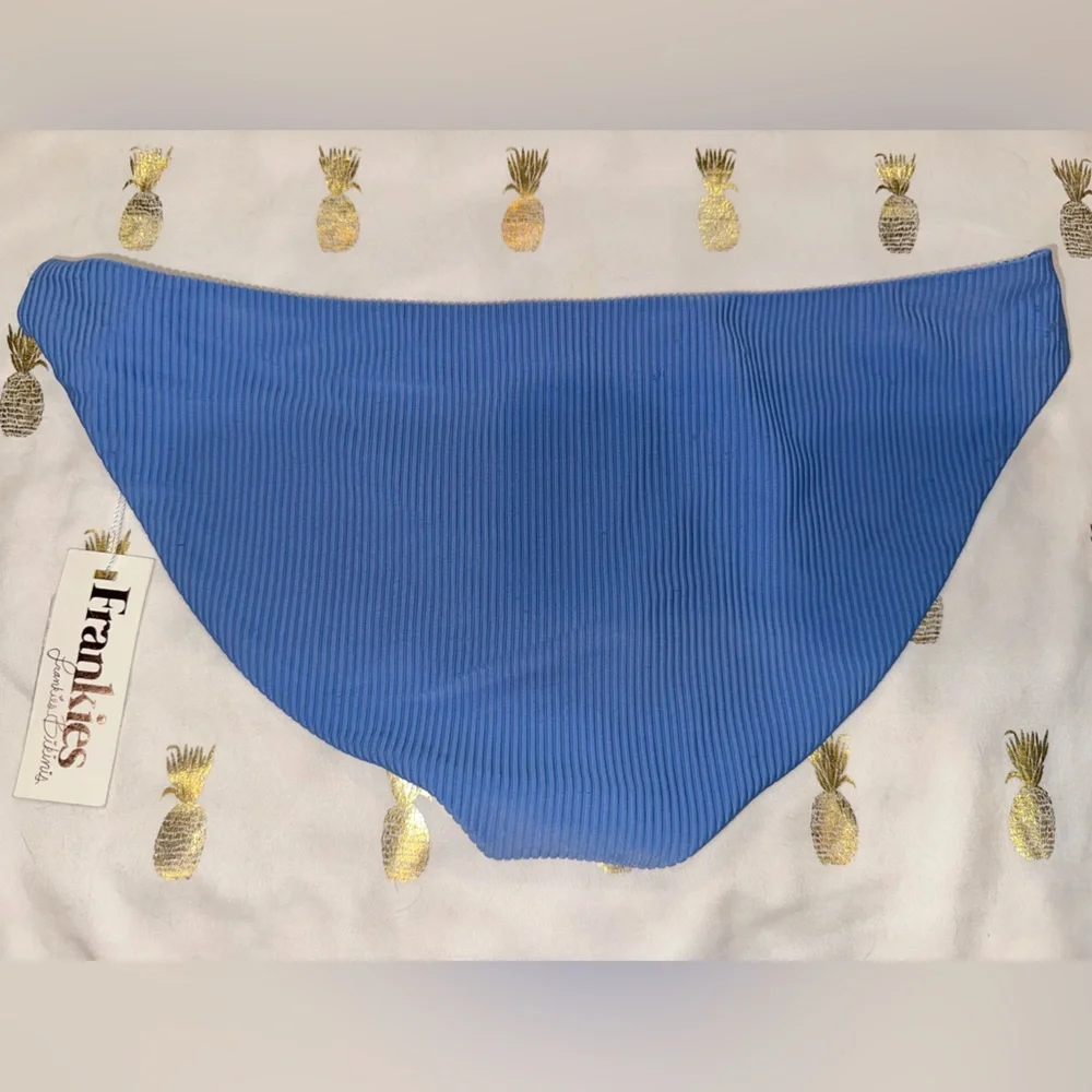 Frankie’s bikini bottoms, NWT. Pretty Blue. Small snags on fabric.